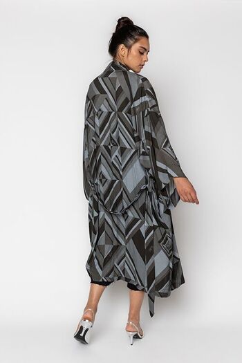 Kimono gris à imprimé géométrique 3