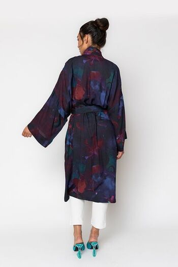 Kimono bleu à imprimé multicolore 3