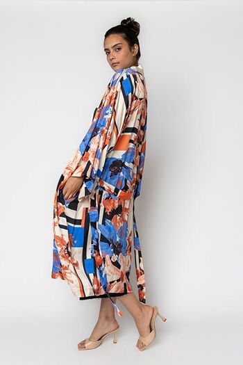 Kimono imprimé fleuri géométrique 2