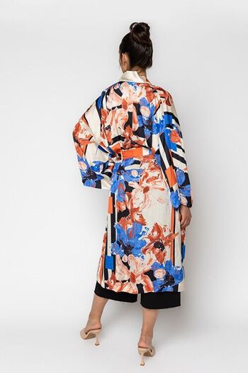 Kimono imprimé fleuri géométrique 6