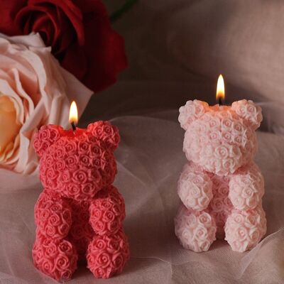 Teddy Bear Rose Candle - Small