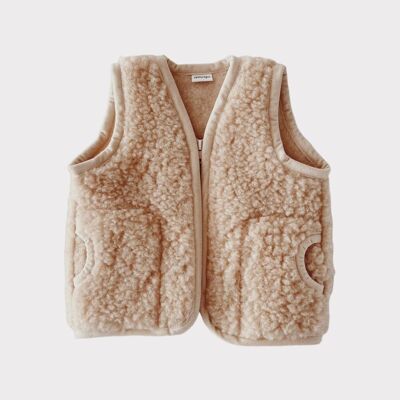Skin wool sleeveless vest, sand