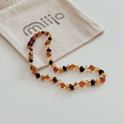 Amber necklace, multi-colored
