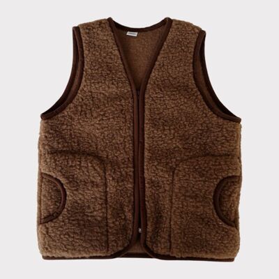 Skin women's wool vest, chocolate