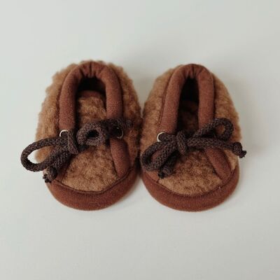 Skin wool slippers, chocolate