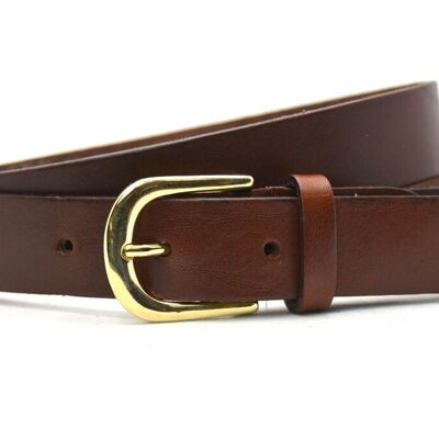 Fashion Belt 30205 full grain leather with gold buckle