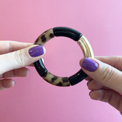 DIY jewelry kit: Thick leopard bangle bracelet