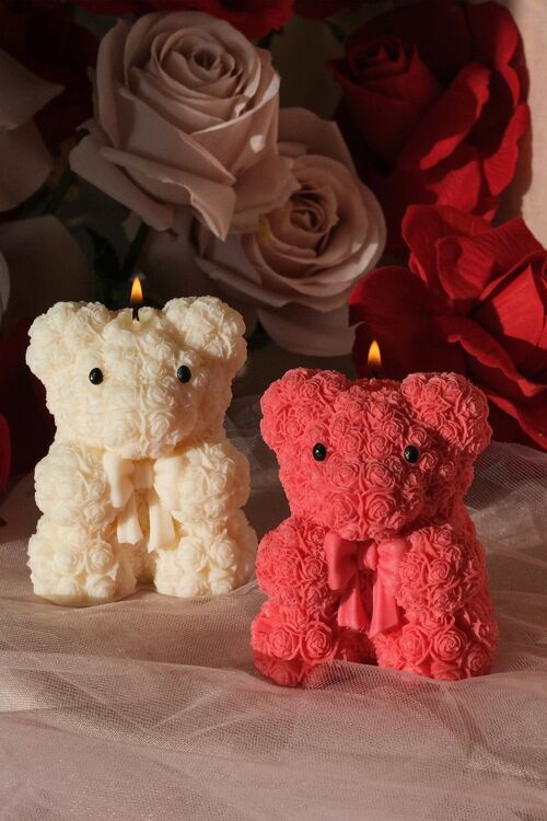 Teddy Bear Rose Candle - Large
