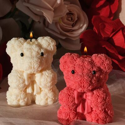 Teddy Bear Rose Candle - Large