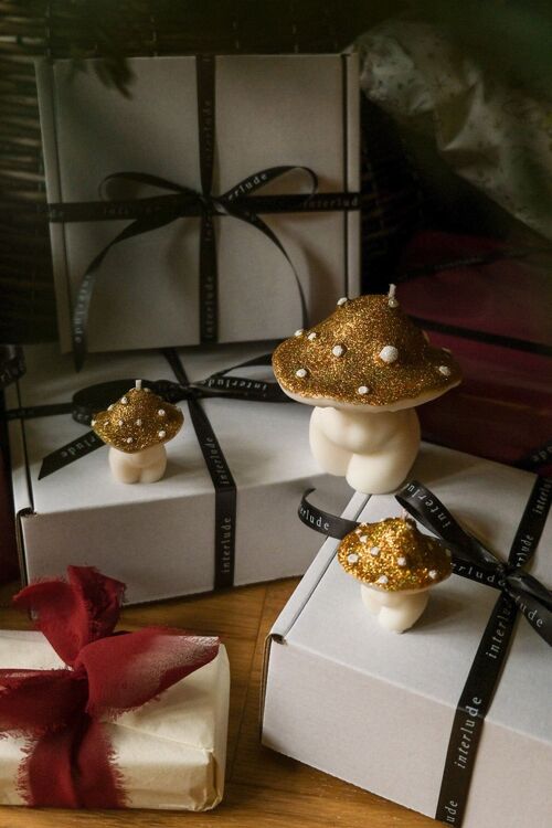 Mushrooms Candles - Trio (Golden Glitter) d