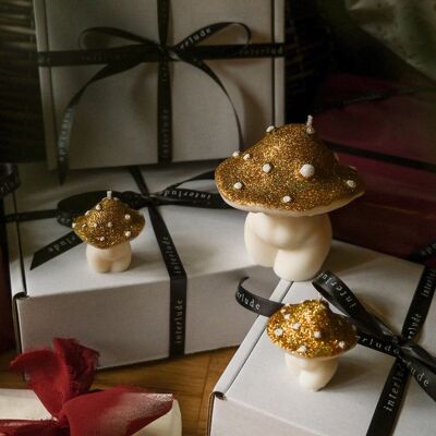 Mushrooms Candles - Trio (Golden Glitter) d