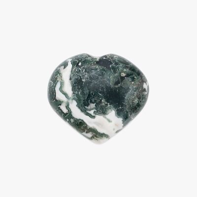 Piedra de ágata de musgo de corazón pulido