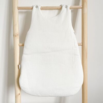 Ganzjahres-Schlafsack aus Baumwollgaze in gebrochenem Weiß
