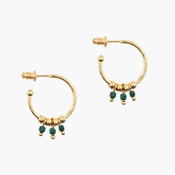 Boucles d'oreilles Karia en pierres Malachite 1