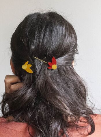 Épingles à cheveux de fleurs abstraites | Épingles à cheveux modernes Hilma | Ornement de cheveux à fleurs géométriques 1