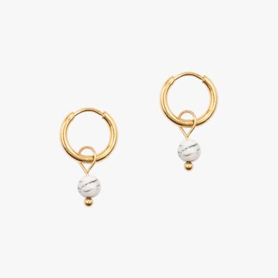 Serena hoop earrings in Howlite stones