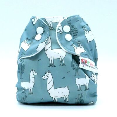 Washable birth diaper - 2 to 5 kilos - Gray llama