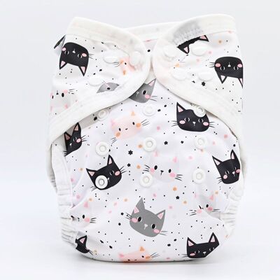 Te1 washable diaper (All in One) Bamboo - Cats