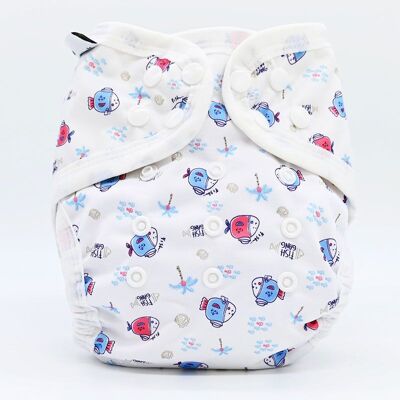 Te1 washable diaper (All in One) Bamboo - Gang of fish