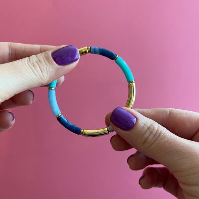 DIY jewelry kit: Thin blue bangle bracelet
