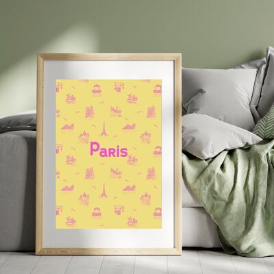 Paris Poster Yellow Pattern