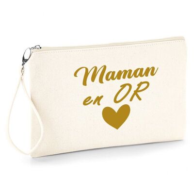Mom in Gold pouch - Mother's Day gift - birthday - birth - family - made in France