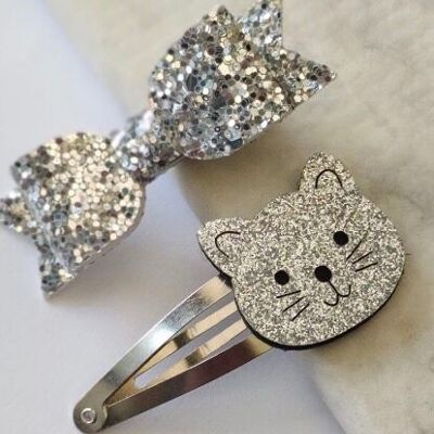 MR MEOW - Mini set of 2 hair clips