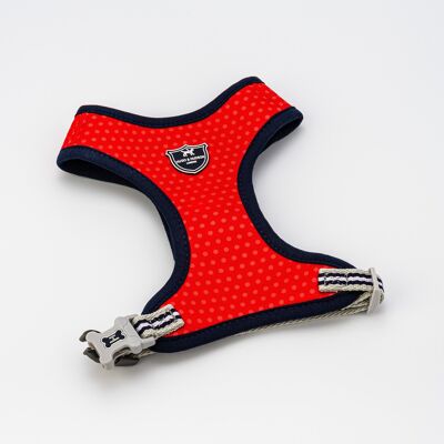 Fabric Dog Harness - Red and Coral Polka Dot