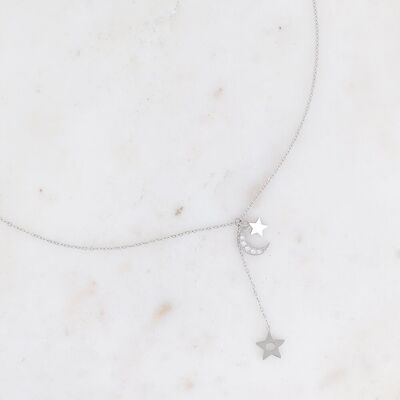 Ondine Y necklace - moon, stars and zirconium oxides