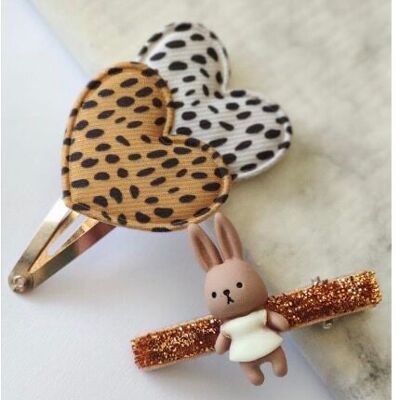 BUNNY DOTS - Mini set of 2 hair clips