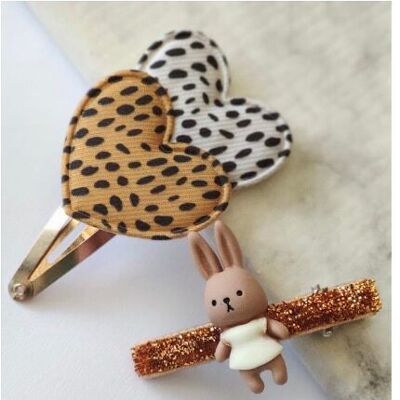 BUNNY DOTS - Mini set of 2 hair clips