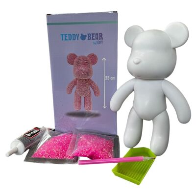 Complete 5d diamond painting kit - Neon Pink Crystal Teddy Bear