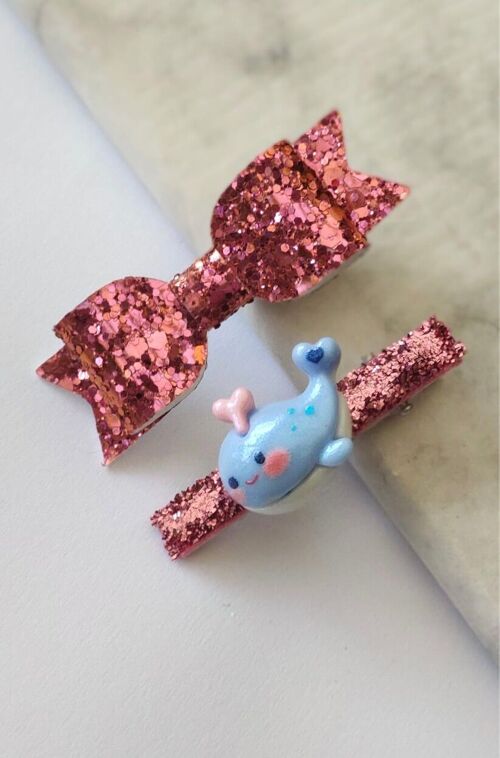 WHALE PUNCH - Mini set of 2 hair clips