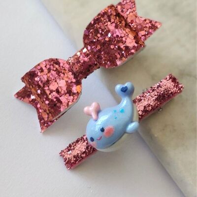 WHALE PUNCH - Mini set of 2 hair clips