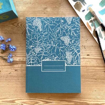Liniertes A5-Notizbuch – Grün/blaues Notizbuch – Blumenbriefpapier aus der Dionys-Kollektion