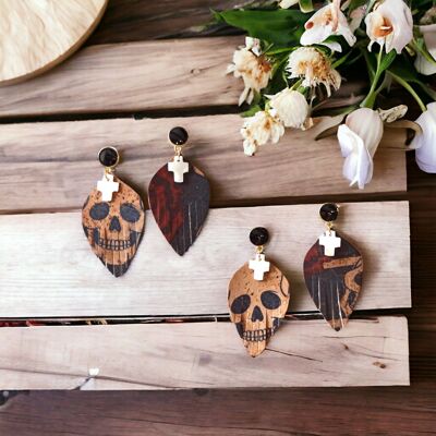 Gothic style cork earrings, asymmetrical
