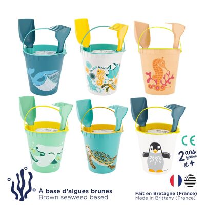 Discovery pack of 24 eco-friendly beach toys and sand made from brown algae, made in France