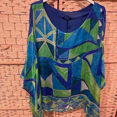 Italian Silk Blouse with Square Design for Women. B2B