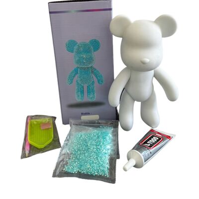 Kit completo de pintura de diamantes 5d - Oso de peluche azul cristal