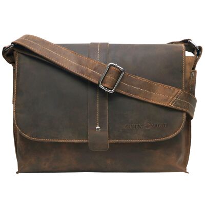 Chris Leather Bag Sac à bandoulière pour hommes et femmes à large sangle 13,3 pouces