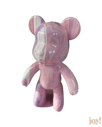 Kit de peinture pouring fluide art - Ours Teddy Bear Rose /Mauve/Blanc 4