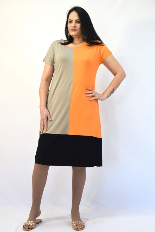 Three-Tone Midi Plus Size Dress ANIKO, L to 6XL