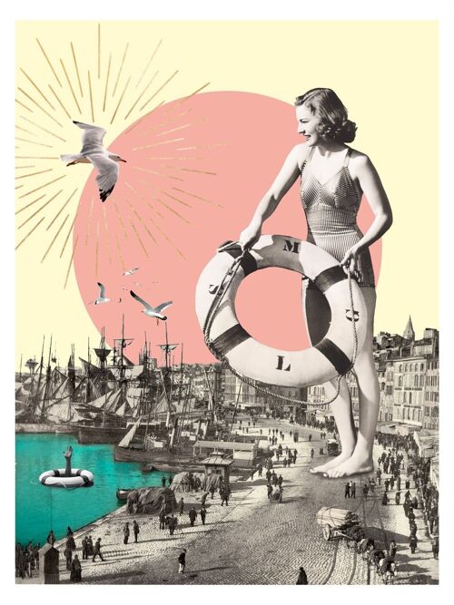 Affiche retro Vieux-Port Marseille