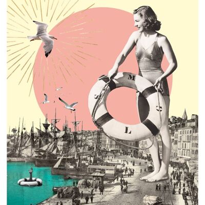 Affiche retro Vieux-Port Marseille