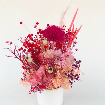 Posy of dried pink flowers