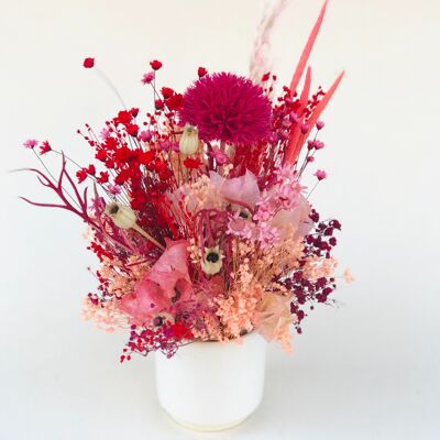 Posy of dried pink flowers