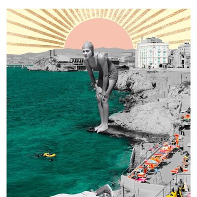 Affiche retro Corniche de Marseille