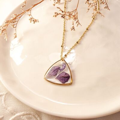 Dainty Golden lavender necklace trinity style