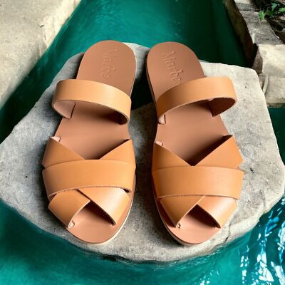 Zapatos de cuero para mujer , Sandalias de cuero , Sandalias griegas , Zapatos de verano , Sandalia peep toe : Filio