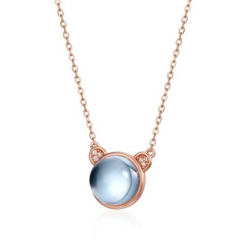 Maha ~ Collier en or rose avec topaze bleue 2